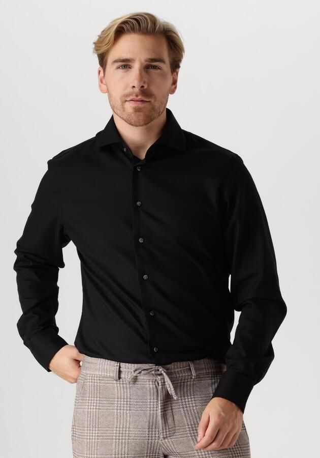 PROFUOMO Heren Overhemden Fine Twill Slim Fit Non Iron Zwart - Foto 4