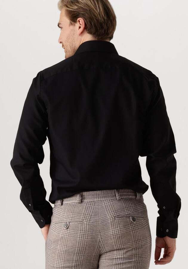 PROFUOMO Heren Overhemden Fine Twill Slim Fit Non Iron Zwart