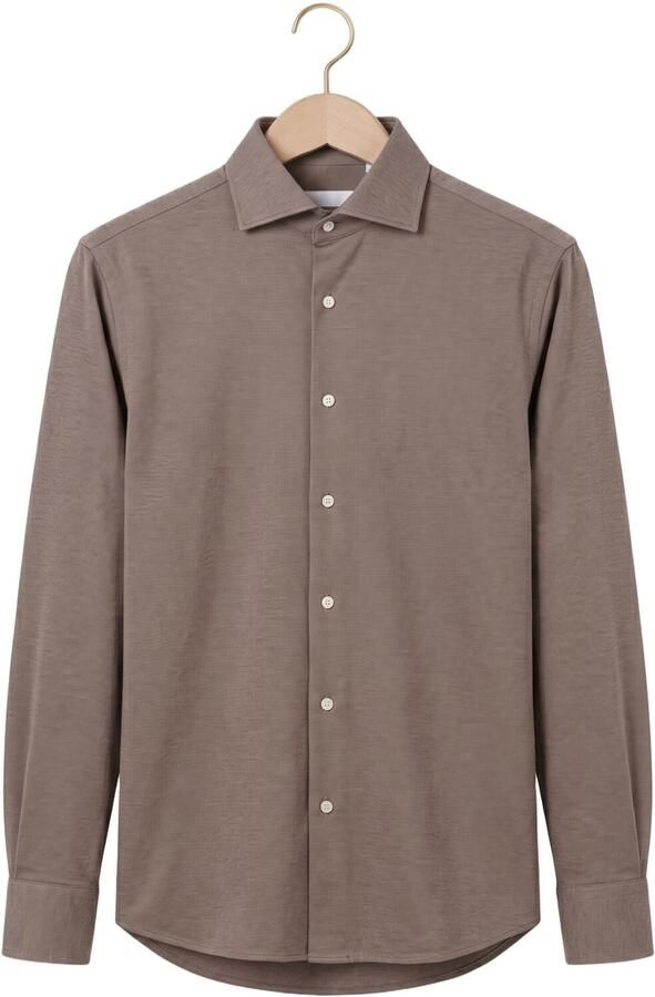 PROFUOMO Heren Overhemden Shirt One Piece Japanese Knitted Bruin - Foto 4