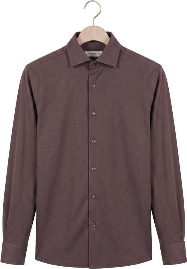 PROFUOMO Heren Overhemden Shirt One Piece Japanese Knitted Bruin - Foto 4