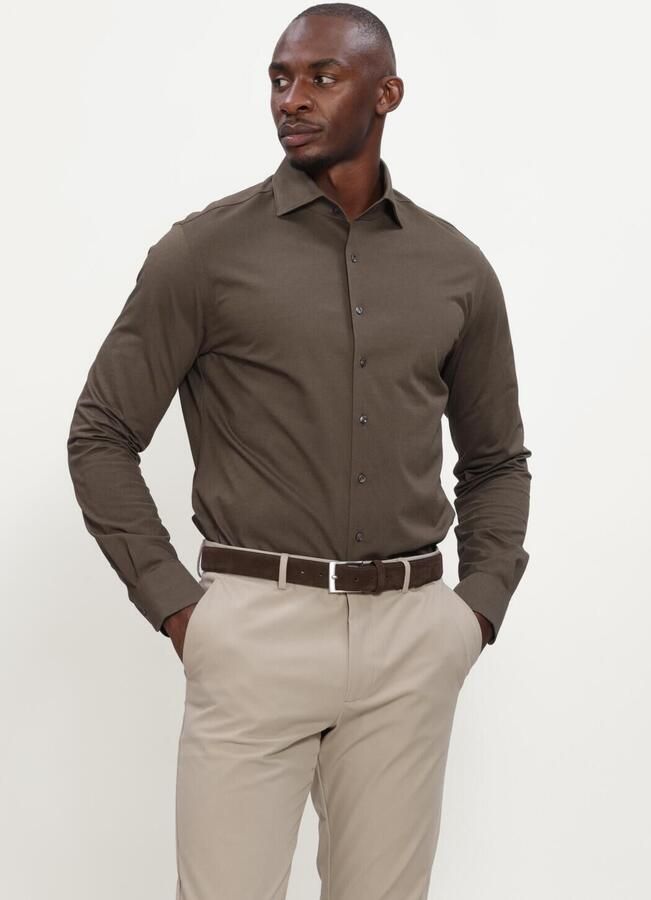 PROFUOMO Heren Overhemden Shirt One Piece Japanese Knitted Bruin