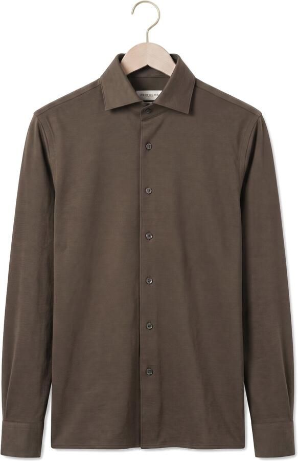 PROFUOMO Heren Overhemden Shirt One Piece Japanese Knitted Bruin - Foto 4