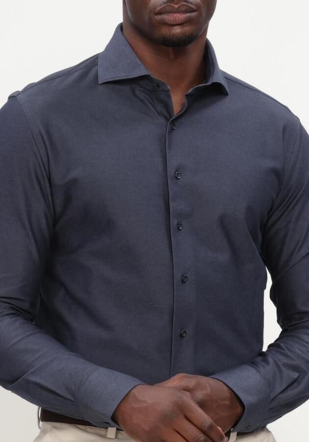 PROFUOMO Heren Overhemden Shirt X-cutaway Japanese Knitted Donkerblauw - Foto 4