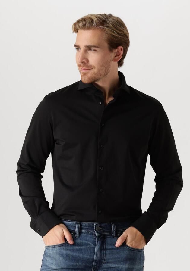 PROFUOMO Heren Overhemden Shirt X-cutaway Japanese Knitted Zwart - Foto 4