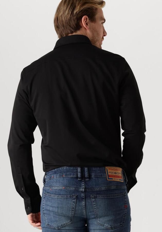 PROFUOMO Heren Overhemden Shirt X-cutaway Japanese Knitted Zwart