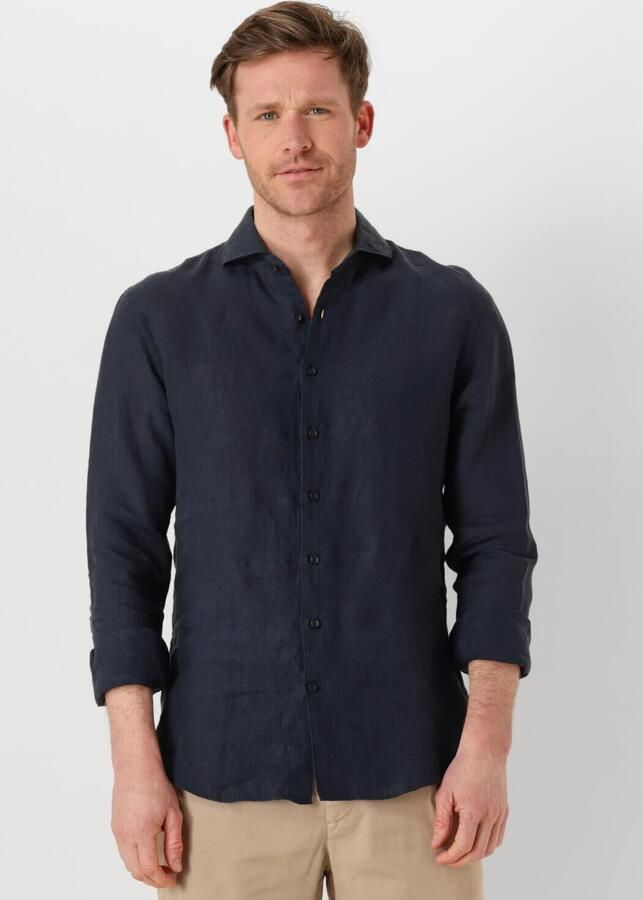 PROFUOMO Heren Overhemden Shirt X-cutaway Linen Donkerblauw - Foto 4