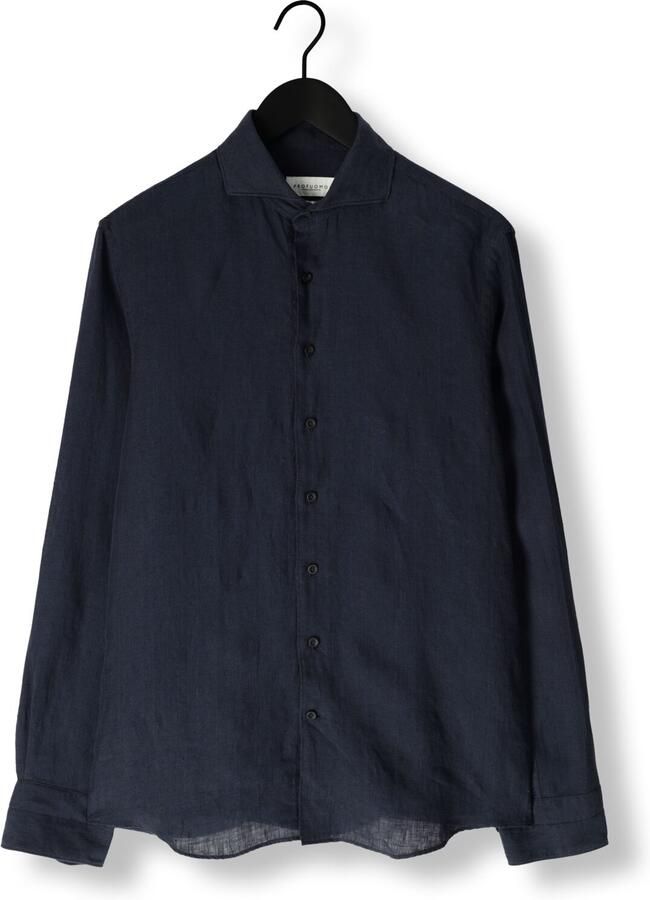 PROFUOMO Heren Overhemden Shirt X-cutaway Linen Donkerblauw - Foto 1