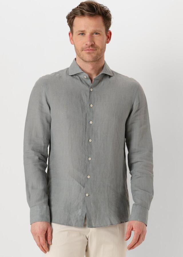 PROFUOMO Heren Overhemden Shirt X-cutaway Linen Groen - Foto 4