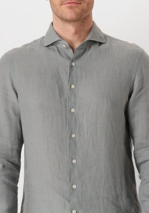 PROFUOMO Heren Overhemden Shirt X-cutaway Linen Groen - Foto 3