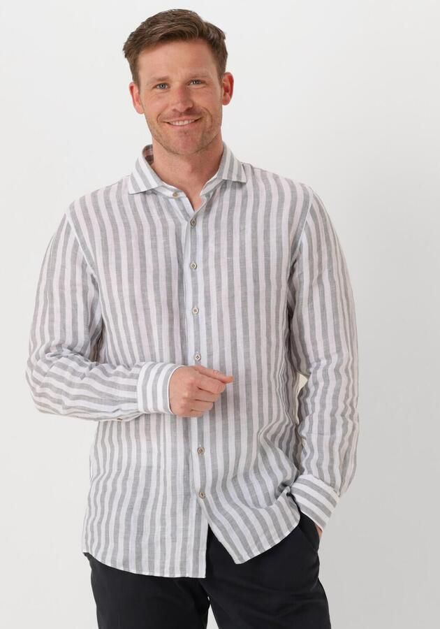 PROFUOMO Heren Overhemden Shirt X-cutaway Linen Wit - Foto 4