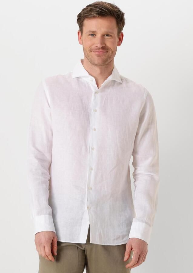 PROFUOMO Heren Overhemden Shirt X-cutaway Linen Wit - Foto 4