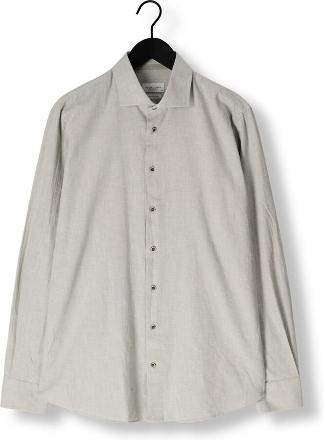 Profuomo Groen Business Overhemd X-Cutaway Katoen Linnen Gray Heren