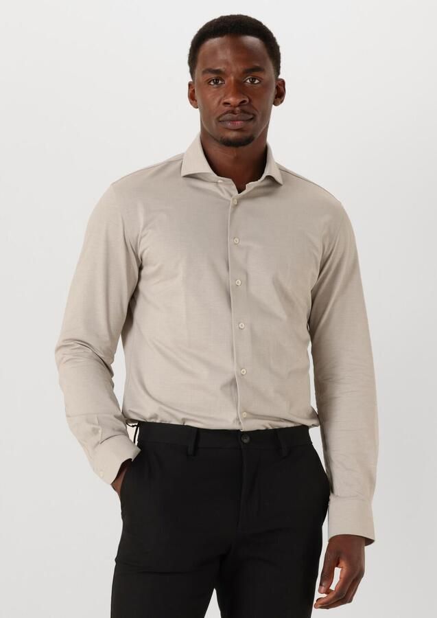 Profuomo Overhemd Lange Mouw Japanese Knitted Overhemd Melange Beige