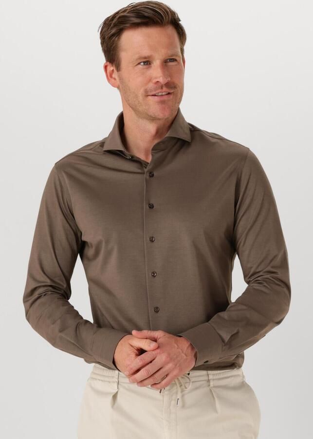 PROFUOMO Heren Overhemden Shirt X-cutaway Sf Japanese Knitted Bruin - Foto 4