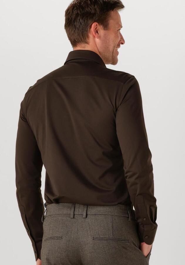 PROFUOMO Heren Overhemden Shirt X-cutaway Sf Japanese Knitted Bruin