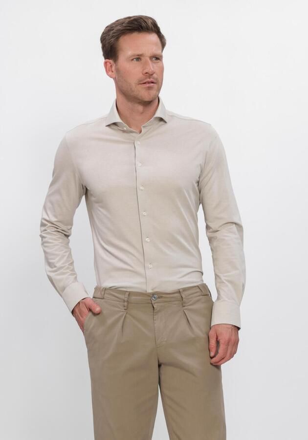 PROFUOMO Heren Overhemden Shirt X-cutaway Sf Japanese Knitted Zand