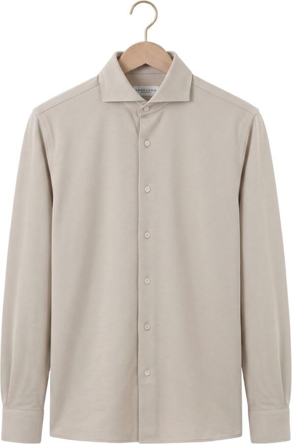 PROFUOMO Heren Overhemden Shirt X-cutaway Sf Japanese Knitted Zand - Foto 4