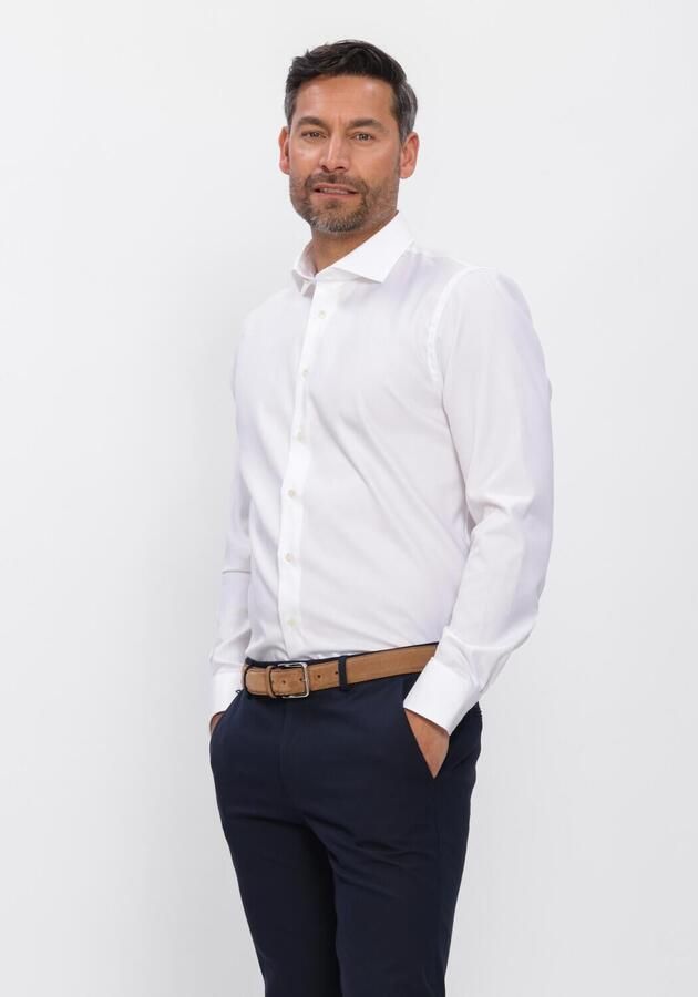 Profuomo Overhemd Lange Mouw Twill Overhemd Wit