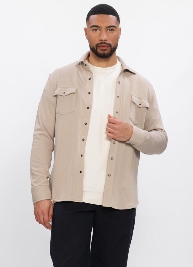 Profuomo Overhemd Lange Mouw Overshirt Western Beige