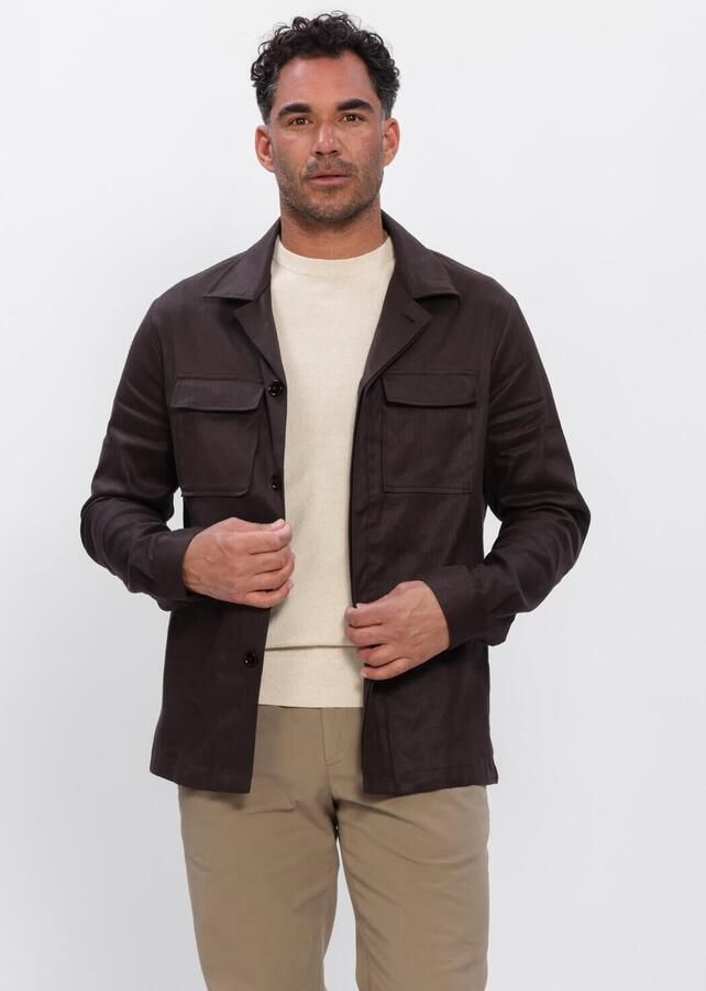 PROFUOMO Heren Overshirts Linen Cotton Clas Bruin