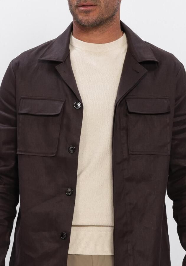 PROFUOMO Heren Overshirts Linen Cotton Clas Bruin - Foto 3