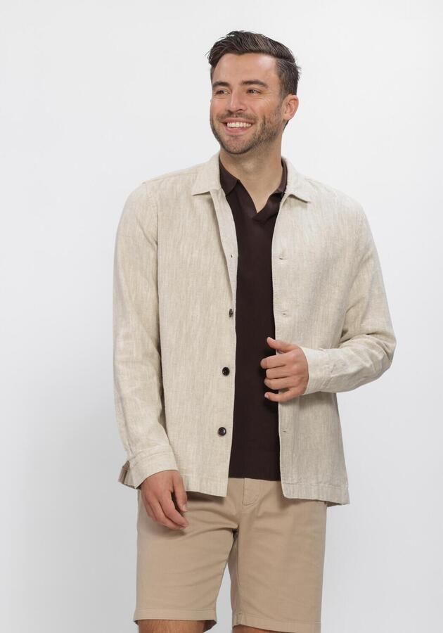 PROFUOMO Heren Overshirts Linen Cotton Raw Beige