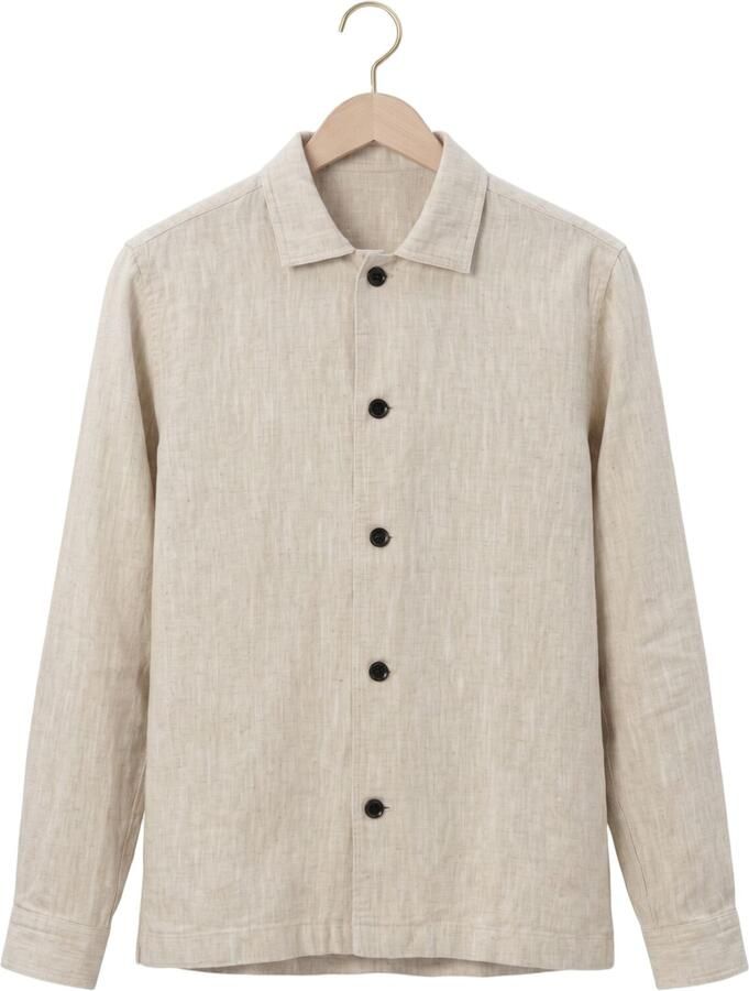 PROFUOMO Heren Overshirts Linen Cotton Raw Beige - Foto 2