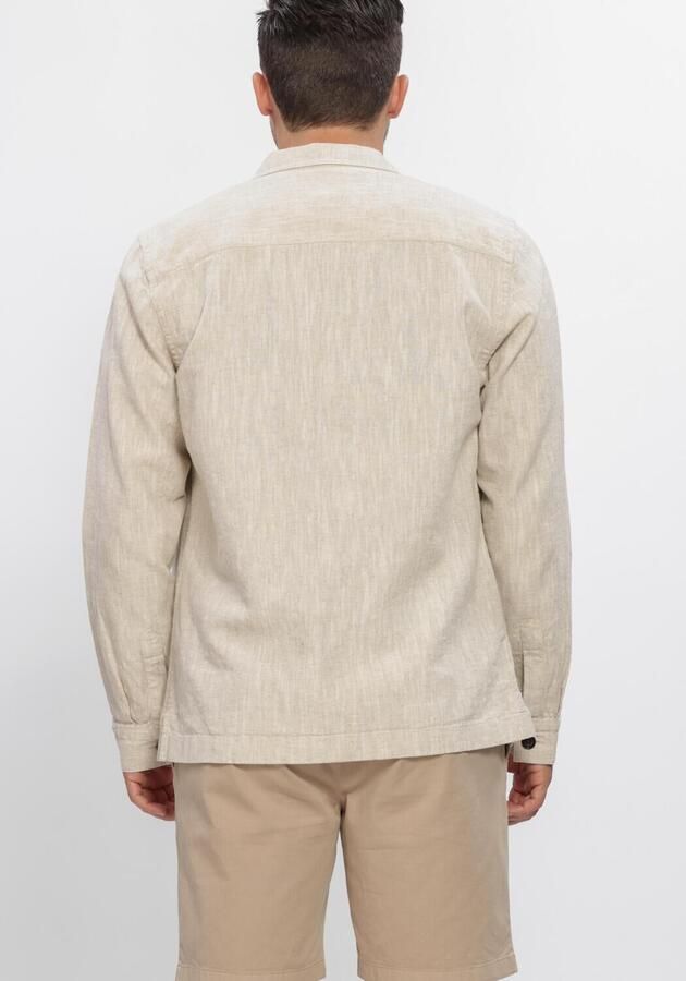 PROFUOMO Heren Overshirts Linen Cotton Raw Beige - Foto 3