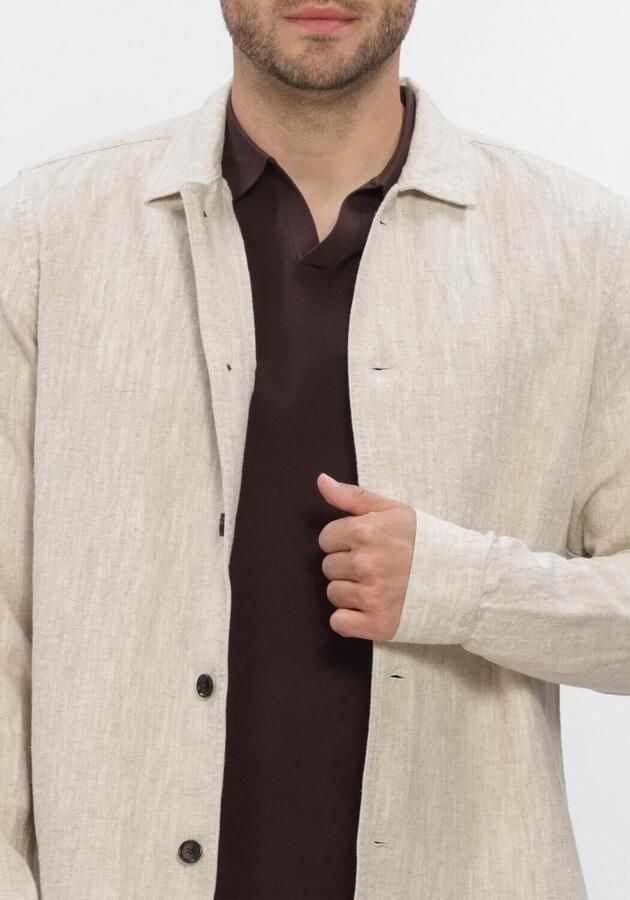 PROFUOMO Heren Overshirts Linen Cotton Raw Beige - Foto 4