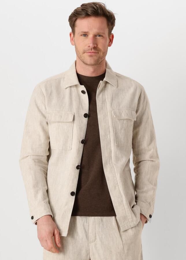 PROFUOMO Heren Overshirts Overshirt Cotton Linen Zand - Foto 4