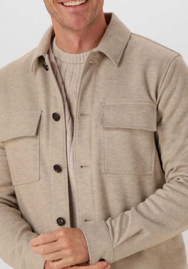 PROFUOMO Heren Overshirts Overshirt Cutaway Knitted Beige
