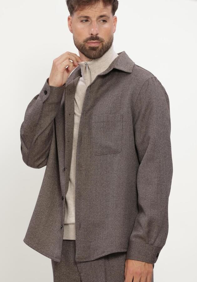 PROFUOMO Heren Overshirts Overshirt Mouline Bruin - Foto 4