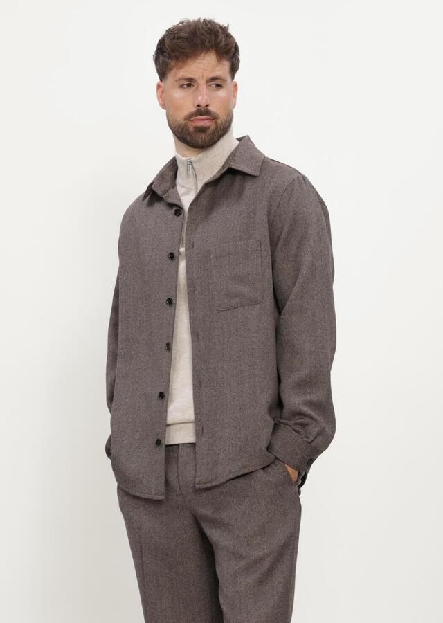 PROFUOMO Heren Overshirts Overshirt Mouline Bruin