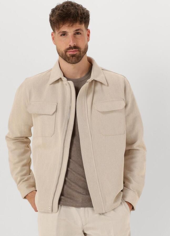 PROFUOMO Heren Overshirts Overshirt Zip Herringbone Ecru - Foto 4