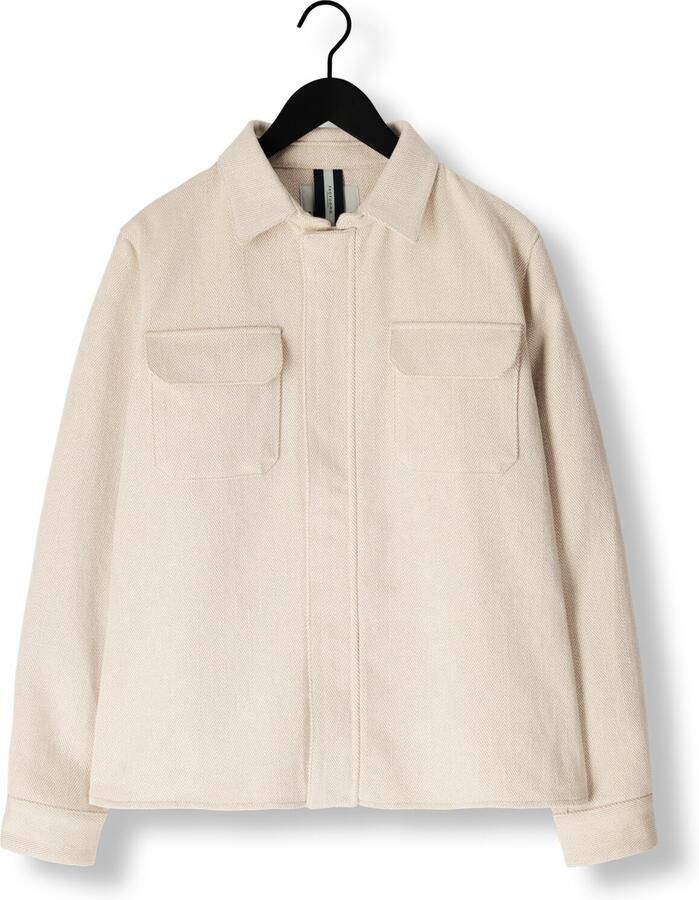 PROFUOMO Heren Overshirts Overshirt Zip Herringbone Ecru