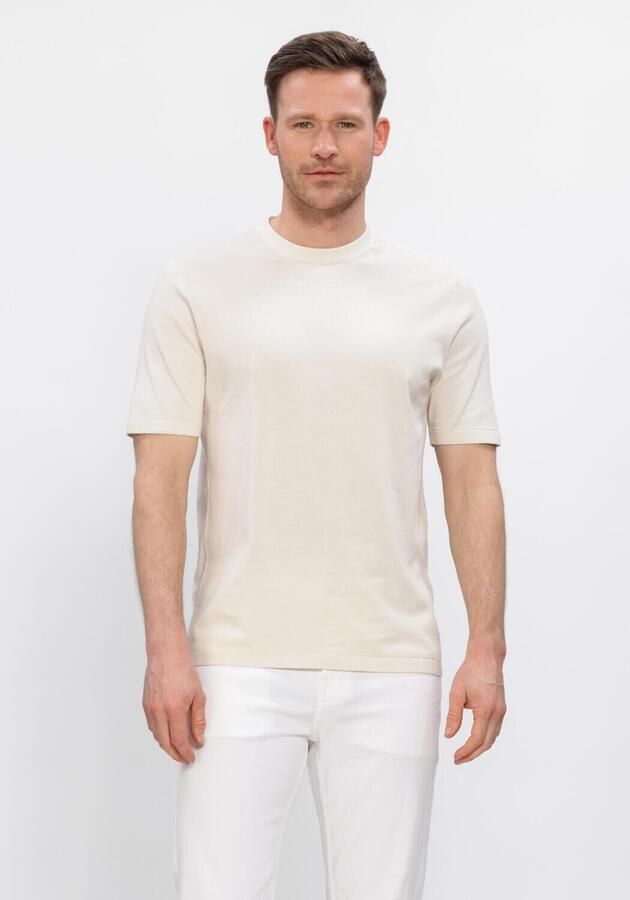 Profuomo T-shirt Korte Mouw T-Shirt Knitted Ecru