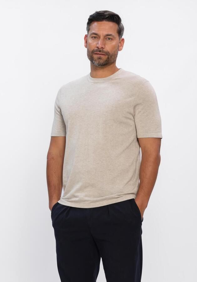 Profuomo T-shirt Korte Mouw T-Shirt Knitted Beige