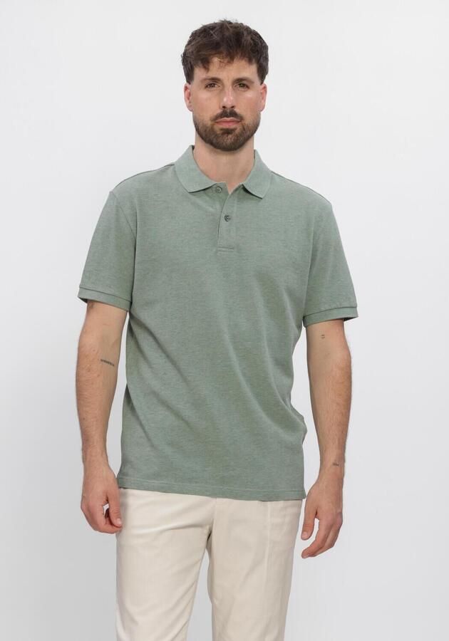 Profuomo Polo Shirt Korte Mouw Piqué Poloshirt Melange Groen