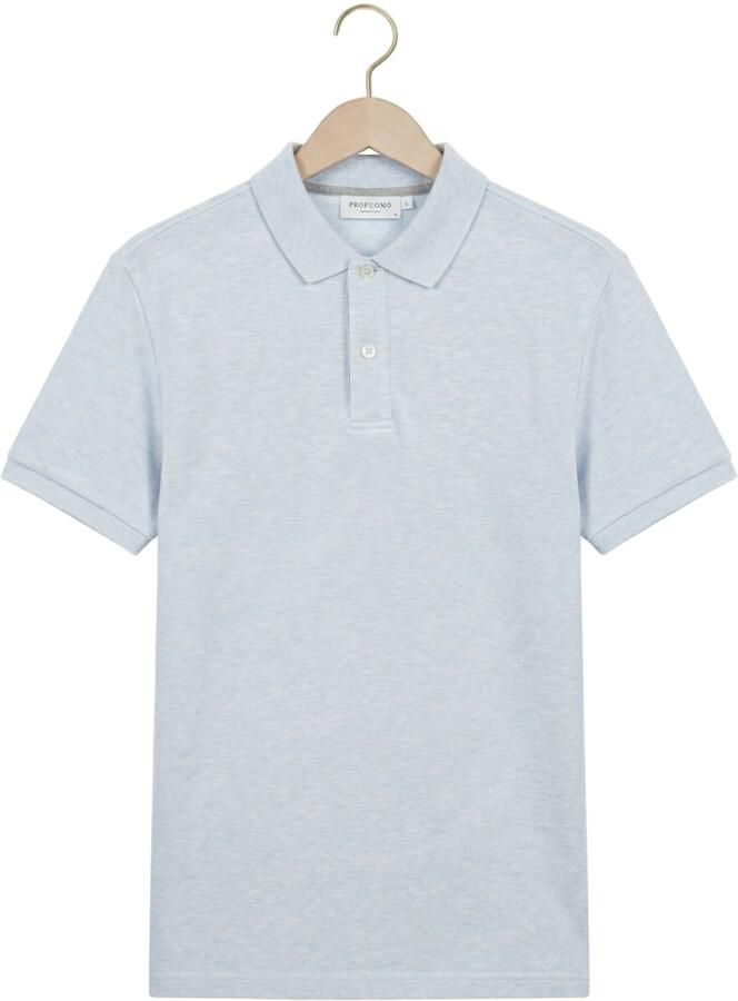 Profuomo Polo Shirt Korte Mouw Piqué Poloshirt Melange Lichtblauw - Foto 2