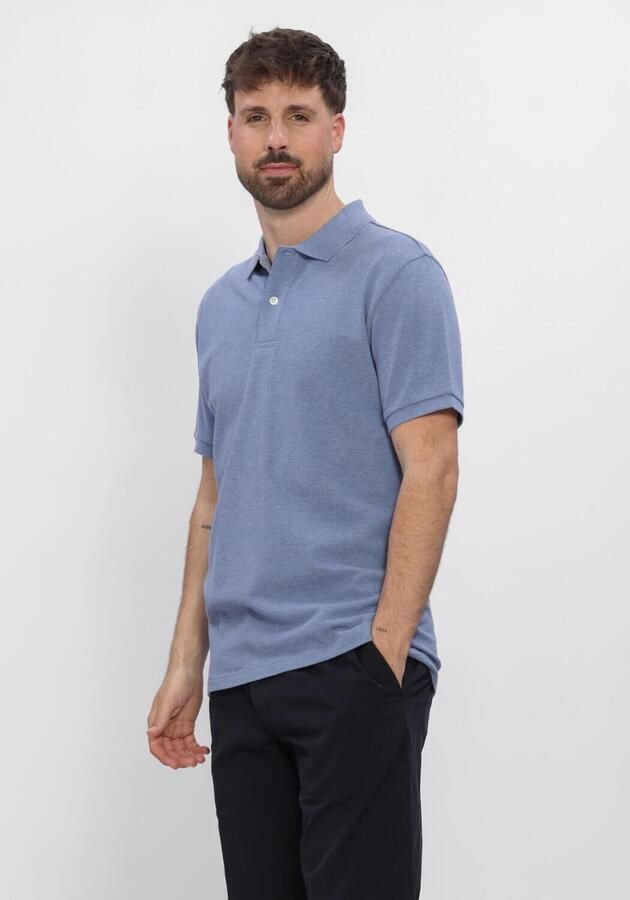 Profuomo Polo Shirt Korte Mouw Piqué Poloshirt Melange Blauw