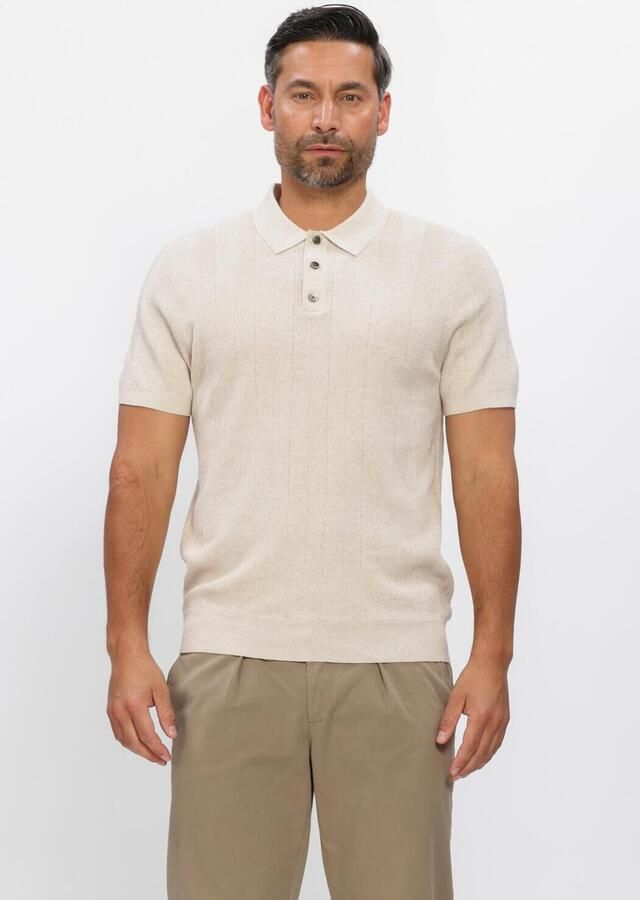 Profuomo regular polo met linnen fijn gebreid ecru