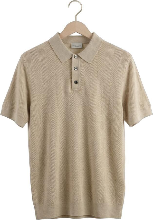 Profuomo regular polo met linnen fijn gebreid ecru - Foto 4