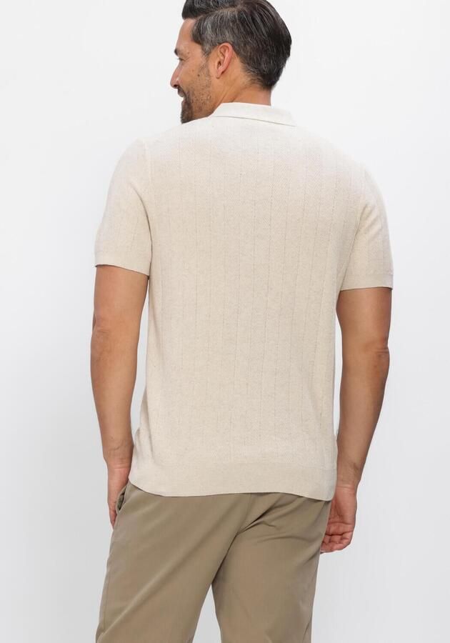 Profuomo regular polo met linnen fijn gebreid ecru - Foto 2