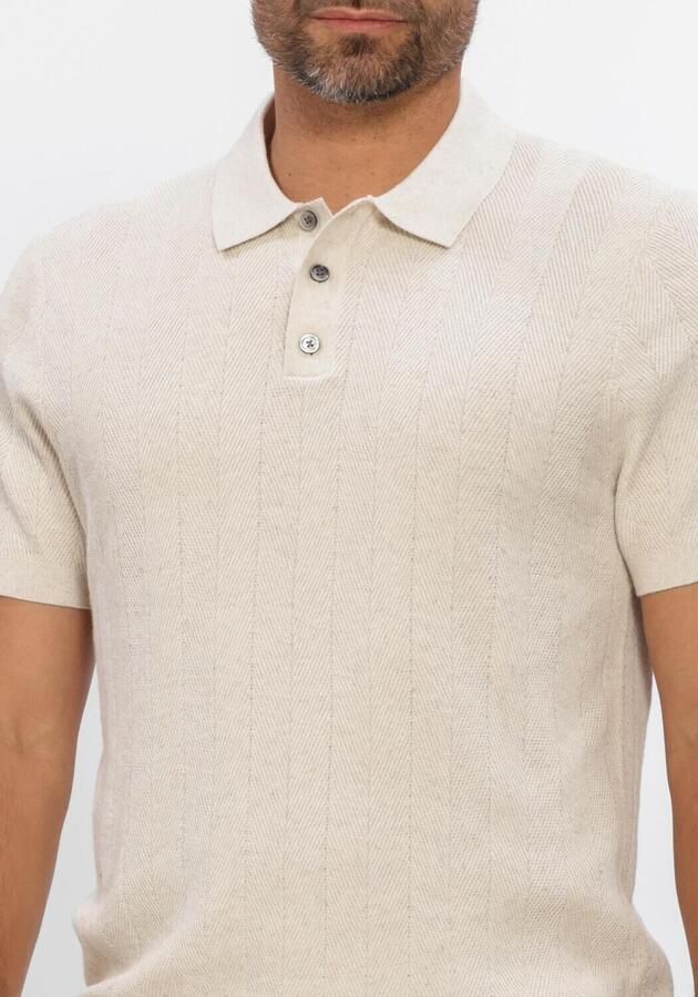 Profuomo regular polo met linnen fijn gebreid ecru - Foto 3