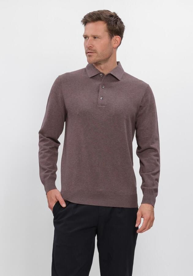 PROFUOMO Heren Polo's & T-shirts Polo One Piece Ls Luxury Basic Bordeaux