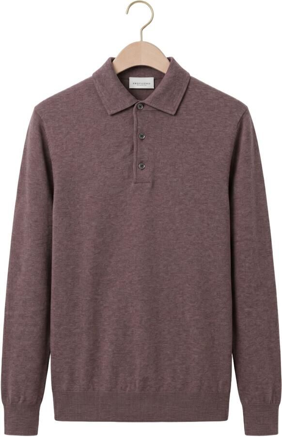 PROFUOMO Heren Polo's & T-shirts Polo One Piece Ls Luxury Basic Bordeaux - Foto 4