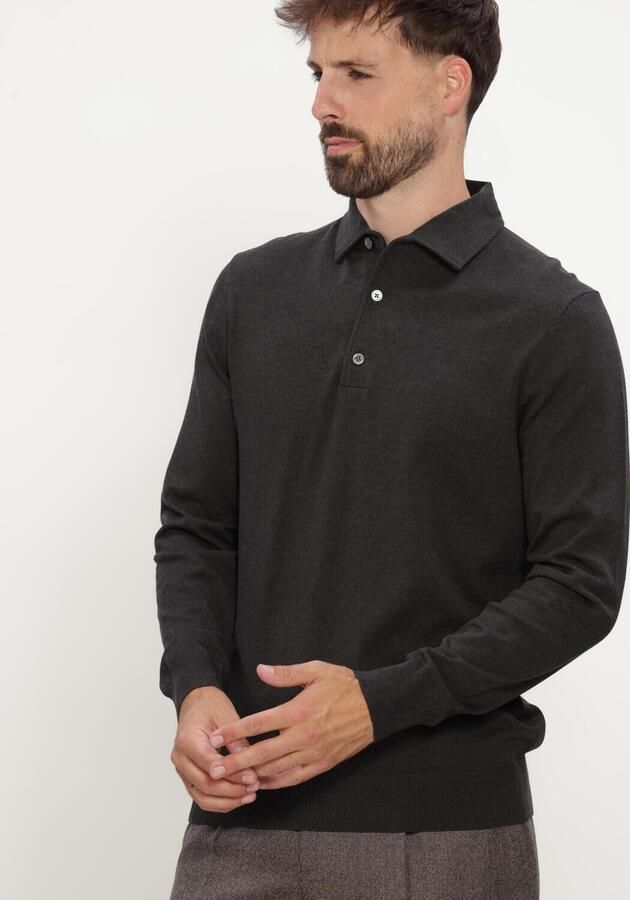 PROFUOMO Heren Polo's & T-shirts Polo One Piece Ls Luxury Basic Donkergrijs - Foto 3