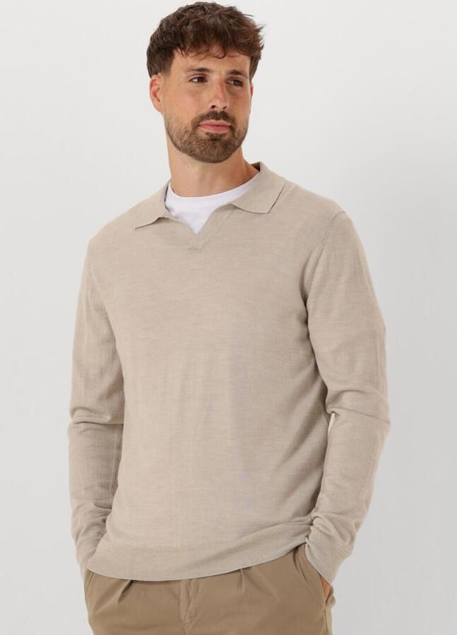 PROFUOMO Heren Polo's & T-shirts Polo Open Collar Ls Merino Beige - Foto 4