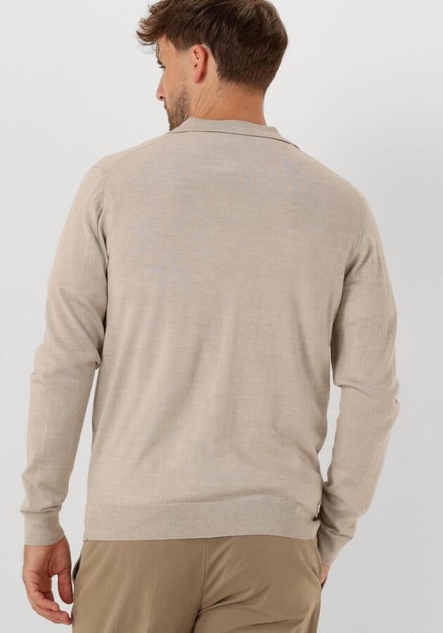 PROFUOMO Heren Polo's & T-shirts Polo Open Collar Ls Merino Beige