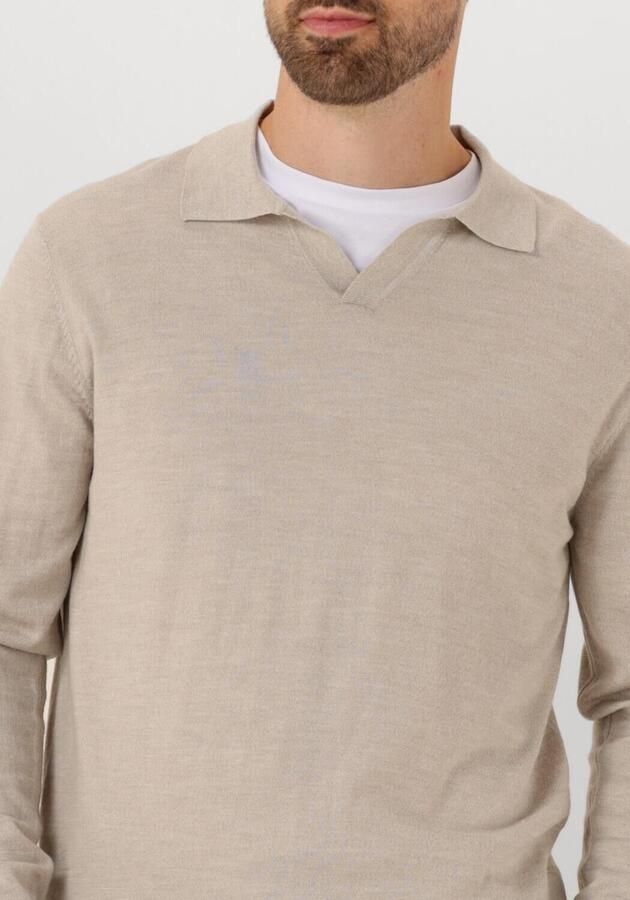 PROFUOMO Heren Polo's & T-shirts Polo Open Collar Ls Merino Beige - Foto 2